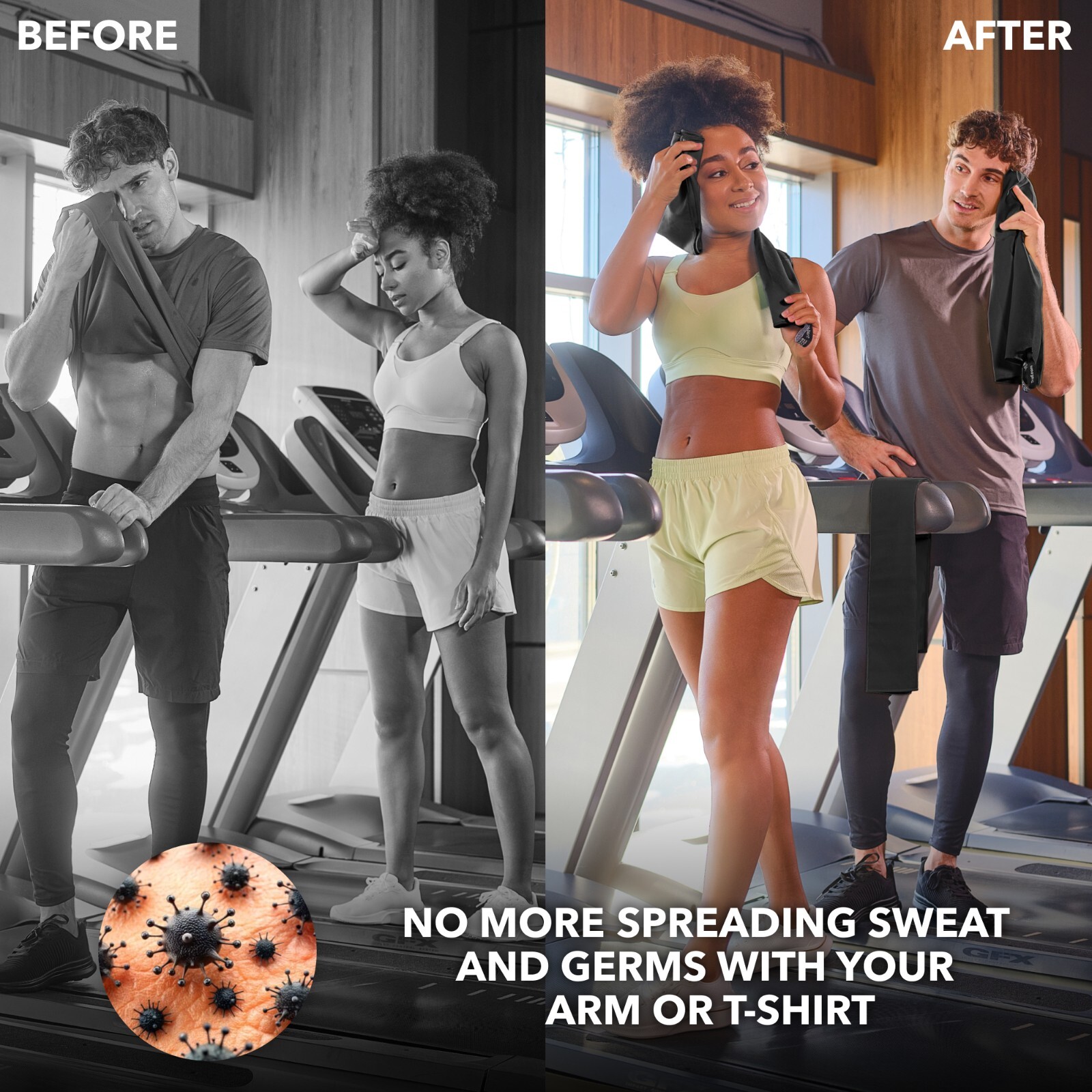 Microfiber Gym Towels - Quick Dry, Highly Absorbing, Odor-Free, for Men & Women