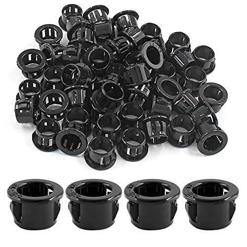 50 Pcs Black Snap Bushing Mounting Diameter, Plastic Snap Bushing for 1/2"