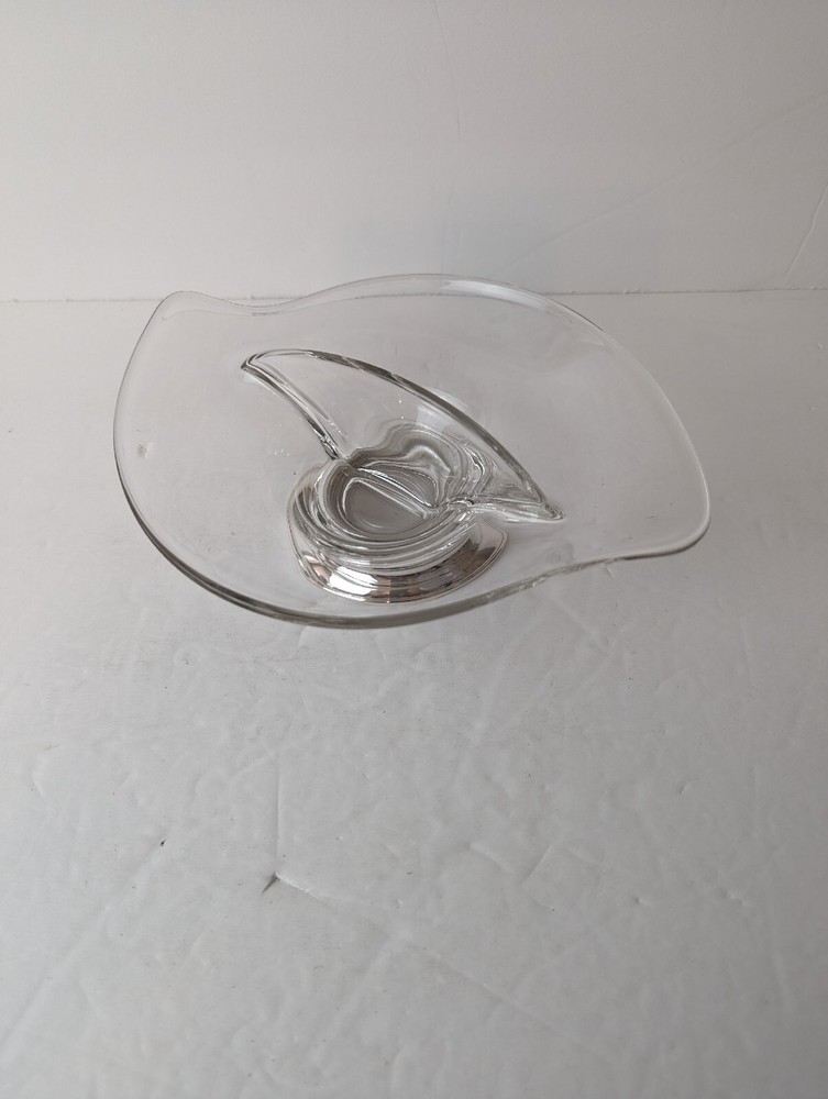 Solid Sterling Silver Base Crystal Divided Candy Nut Bowl Not Weighted by Web