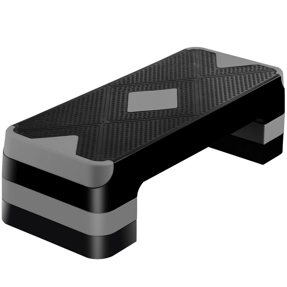 Adjustable 27" Aerobic Step Exercise Non-Slip Platform Stepper 4" - 8" Grey