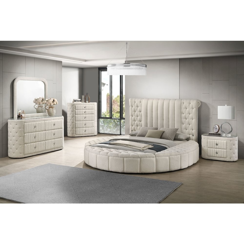 Sonya 5-piece Upholstered Eastern King Bedroom Set Ivory
