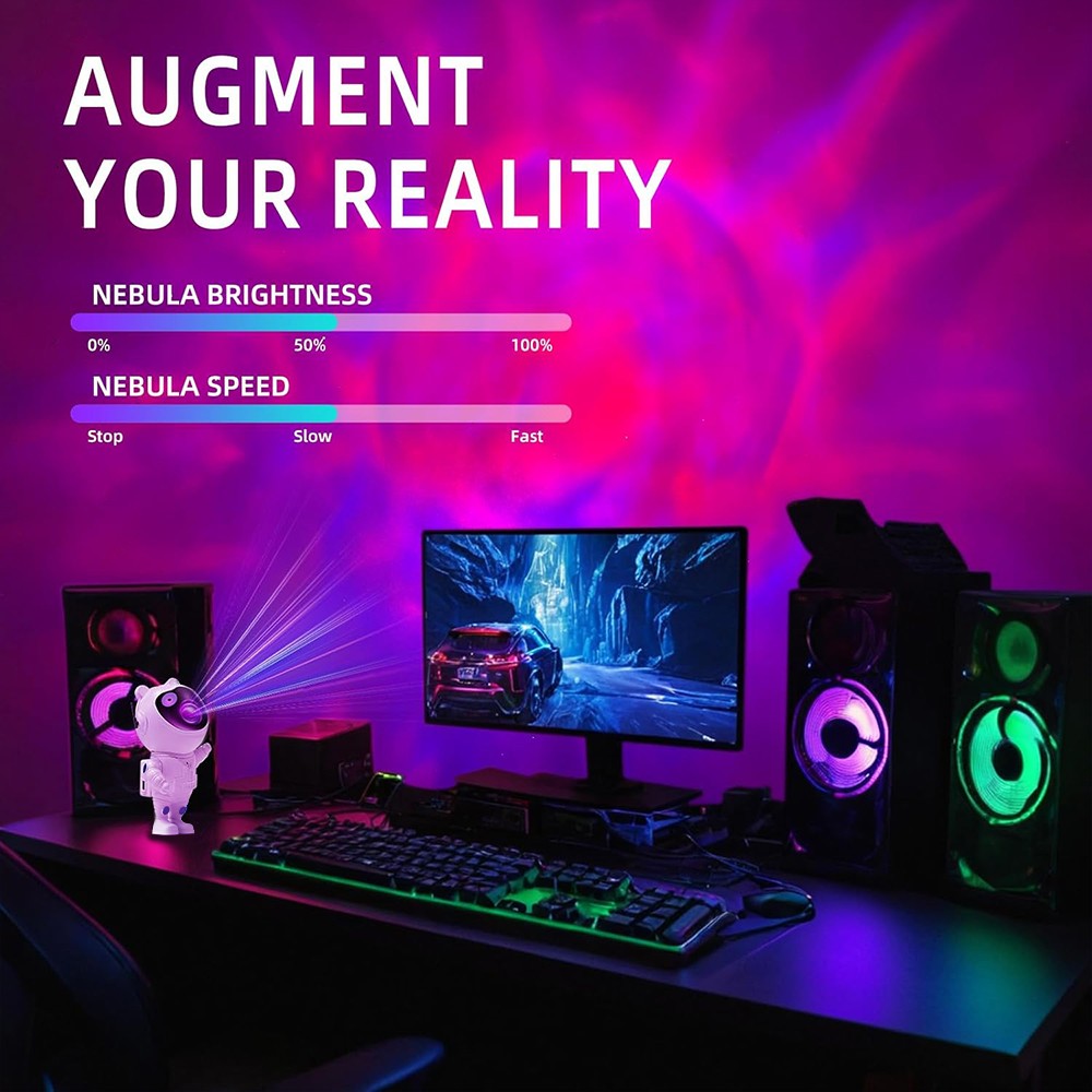 Astronaut Star Projector Galaxy Night Light 360°Adjustable with Timer and Remote