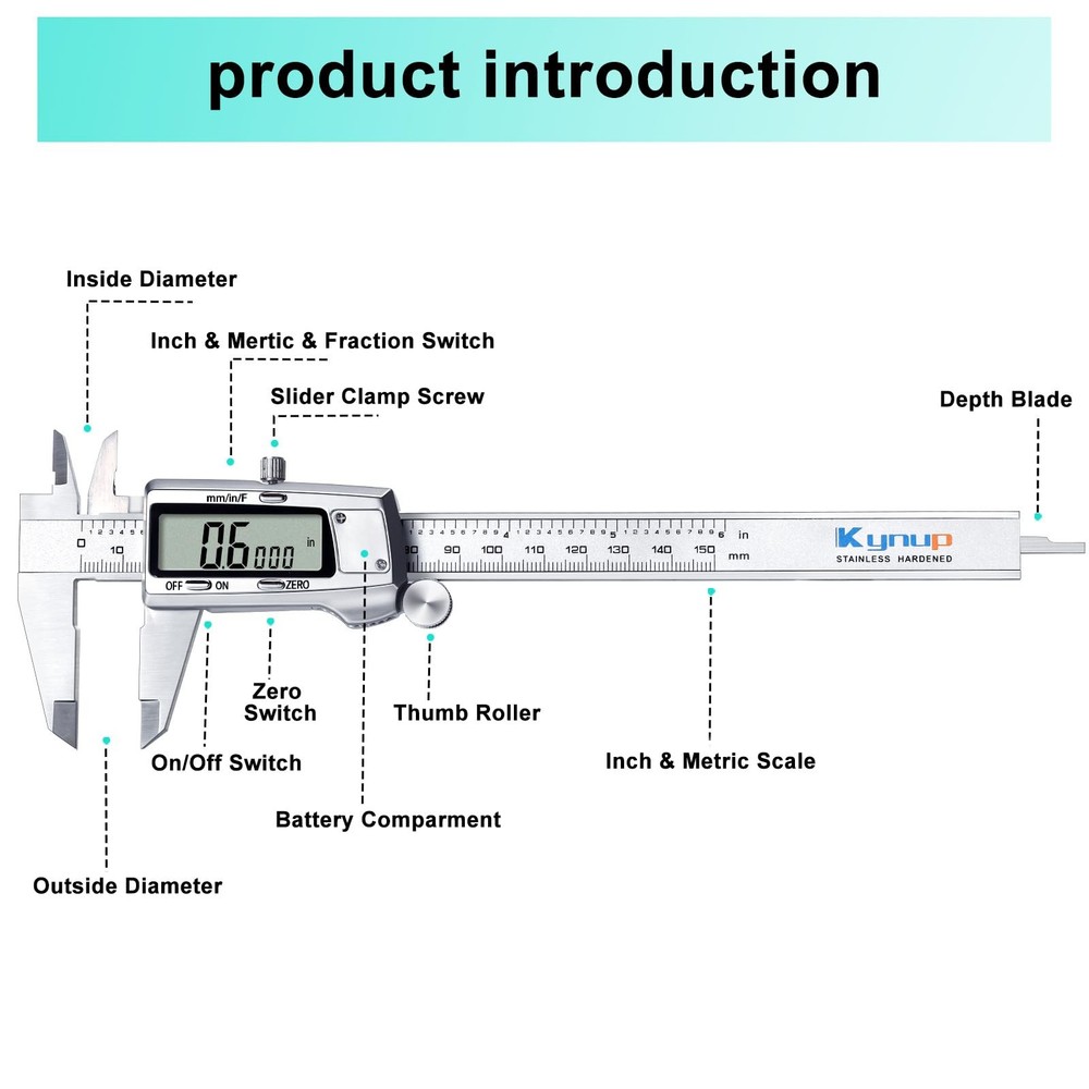 Digital Caliper, Caliper Measuring Tool, Micrometer Dial Vernier Caliper with...