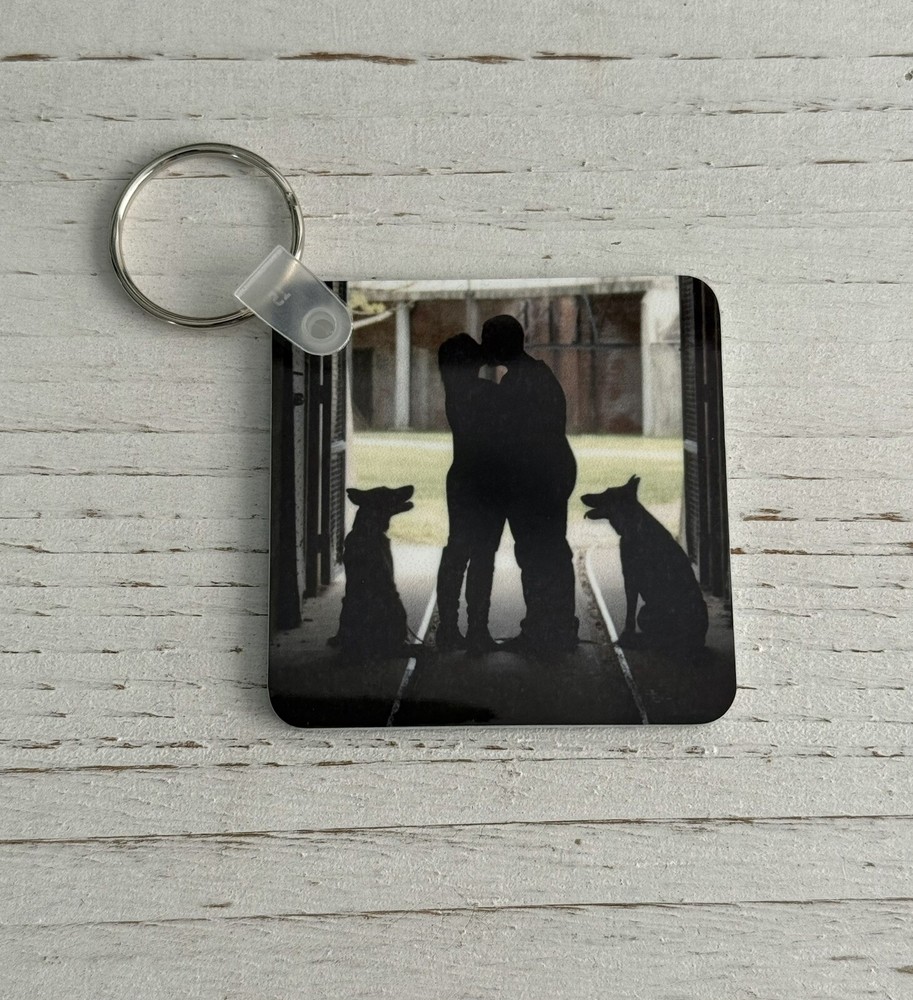 German Shepherd Love Silhouette Keychain