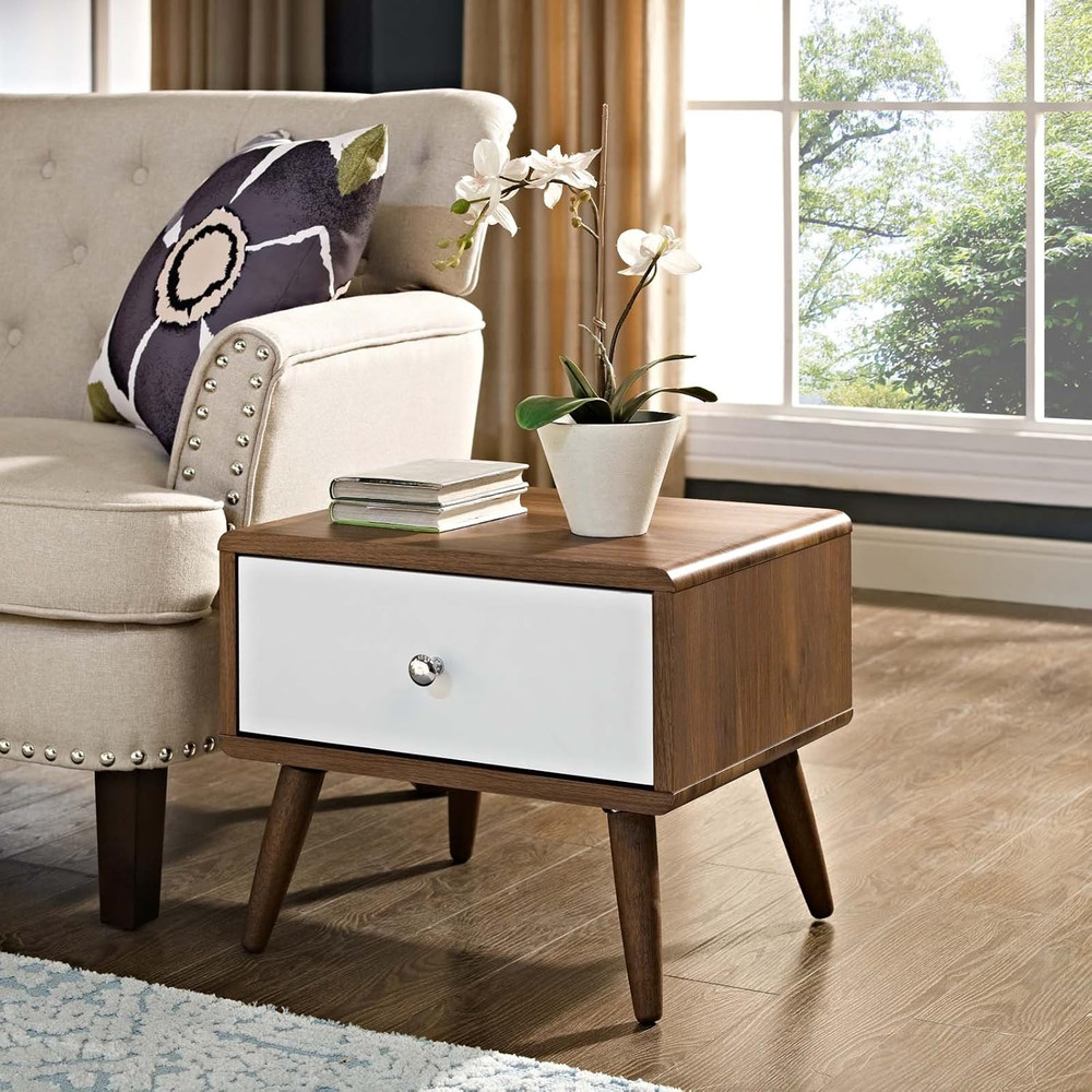 Walnut Mid-Century Modern Nightstand & Accent Table - Stylish & Versatile