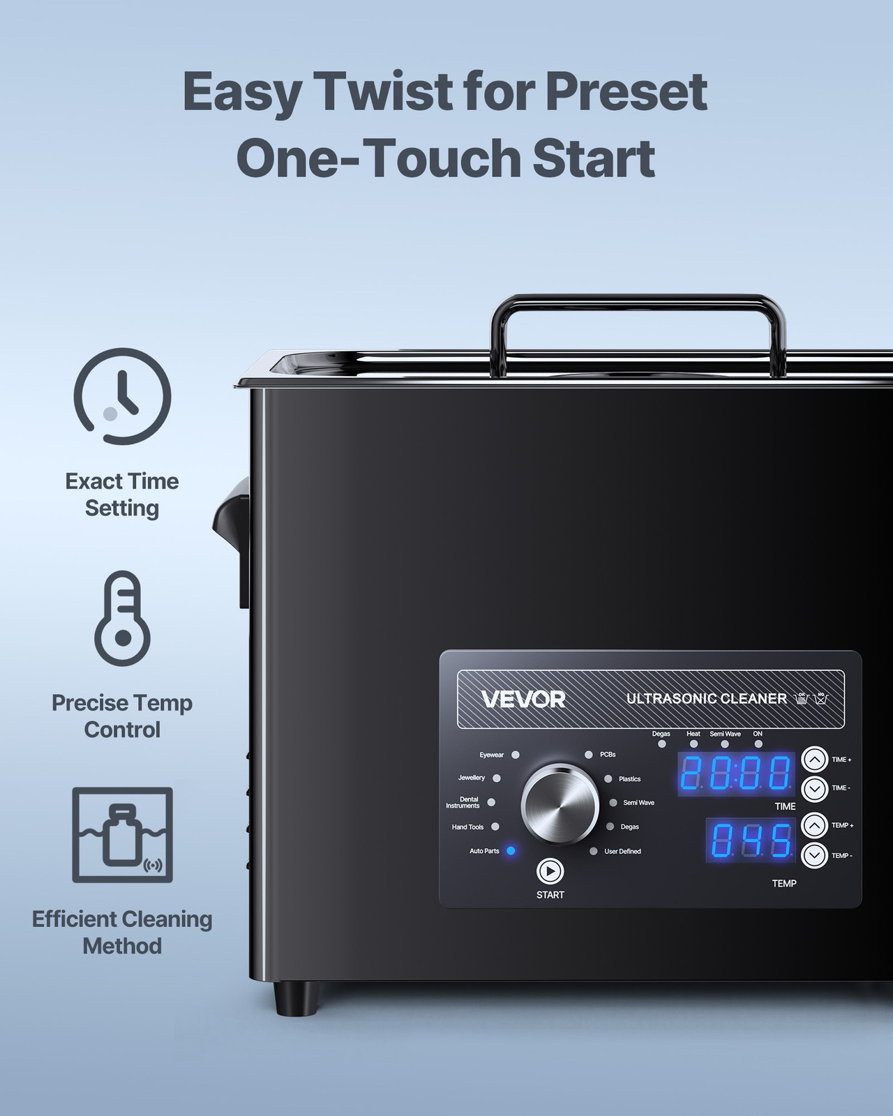 VEVOR 6L Ultrasonic Cleaner Professional Cleaning Machine with Knob Control