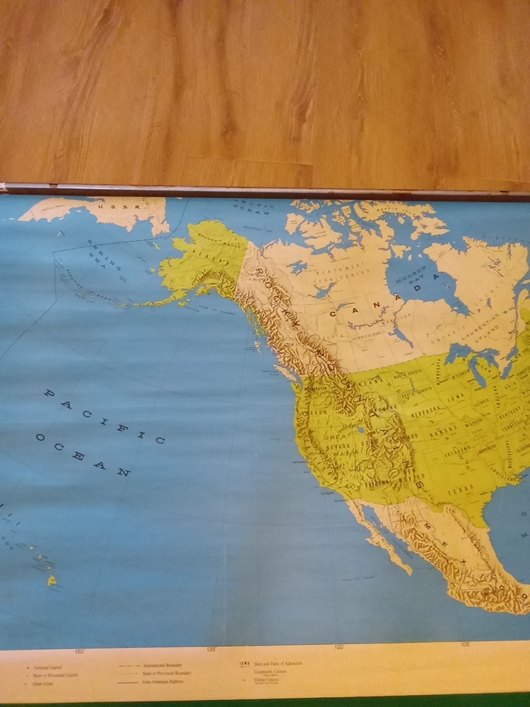 Vintage Pull Down School House Map