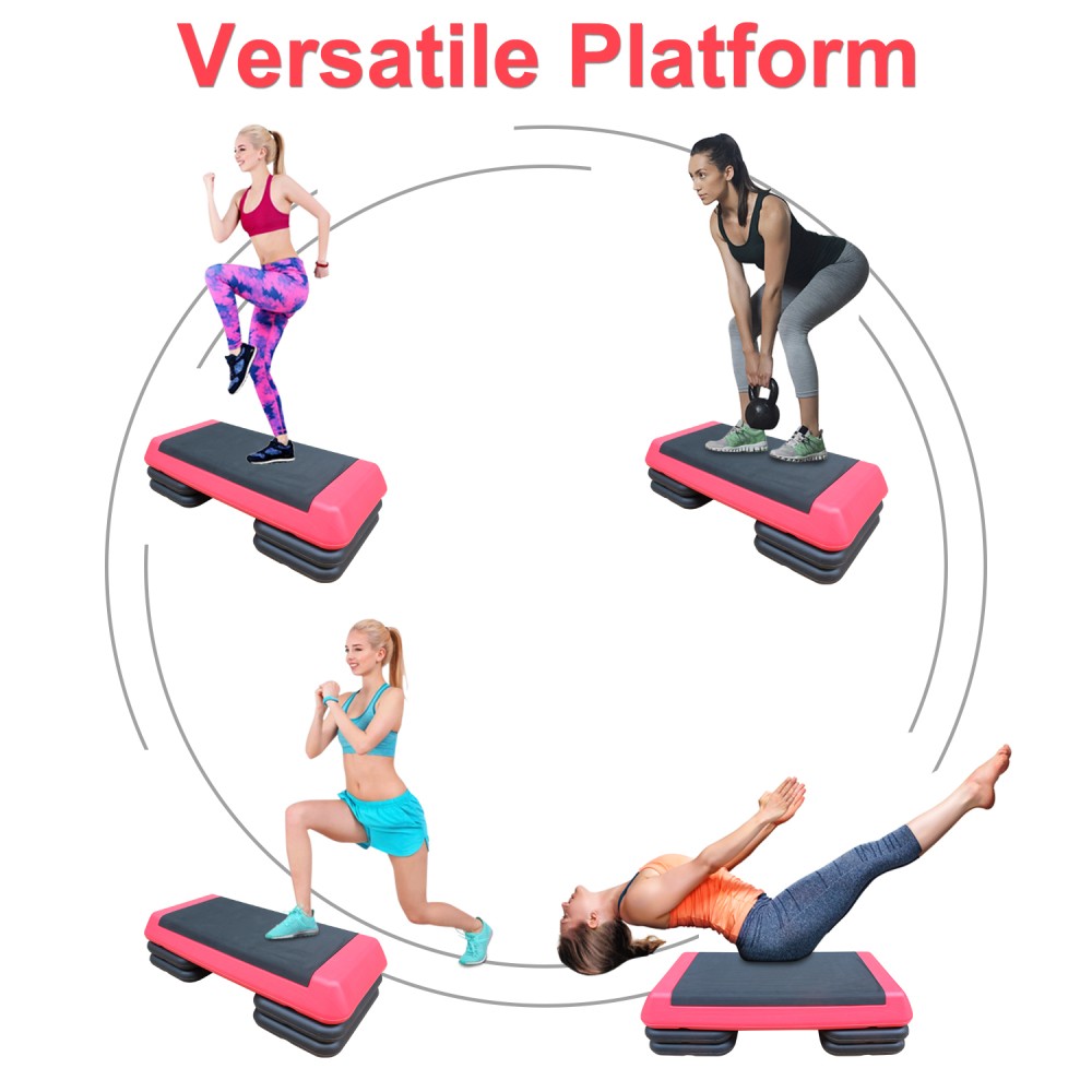 Adjustable Aerobic Stepper w/ 4 Risers, Non-Slip Platform, 550lb Capacity