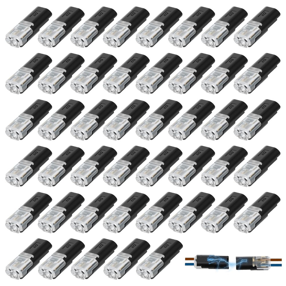 Double Wire Plug in Connector, 2-Pin Low Voltage Connector with Locking Buckle
