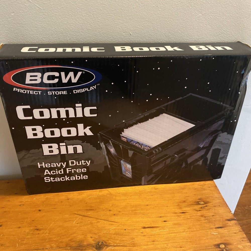 BCW Comic Book Storage Plastic Bin Stackable Boxes Black Holds 150