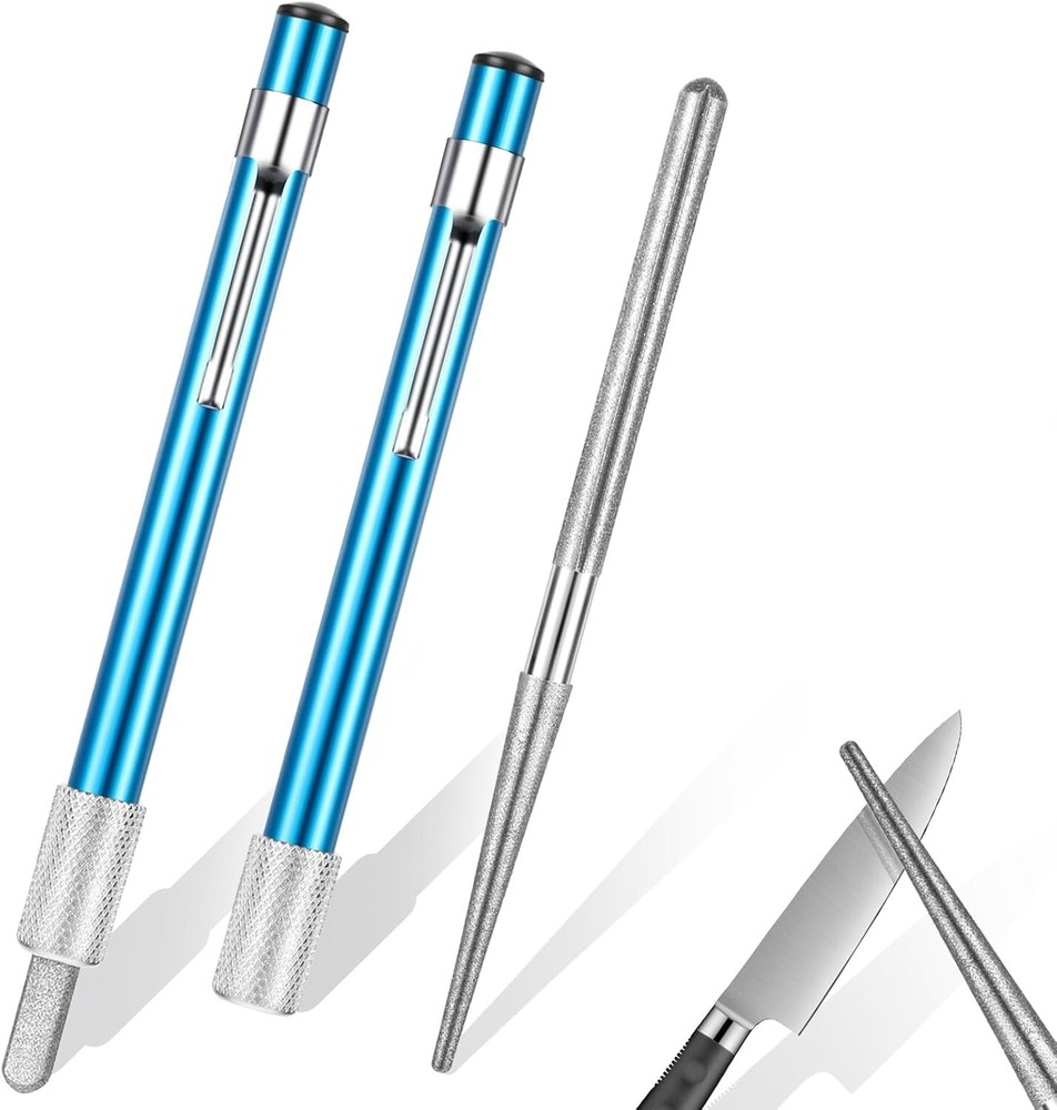 2PCS Serrated Knife Sharpener, Diamond Retractable Knife Pocket Knife Sharpener