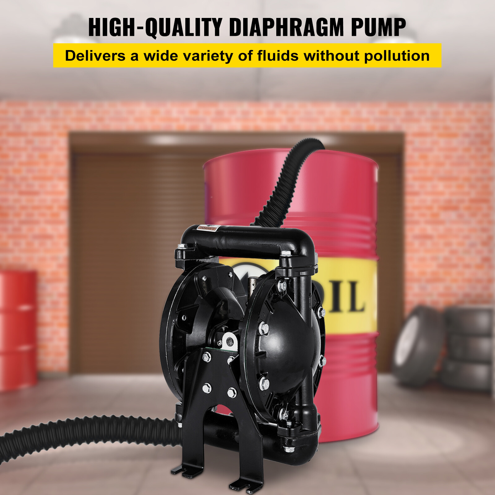 VEVOR 1 in Air-Operated Double Diaphragm Pump 35 GPM