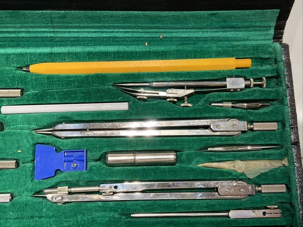 Vintage German Drafting Set 19- Tools Precision Engineering Drawing Kit