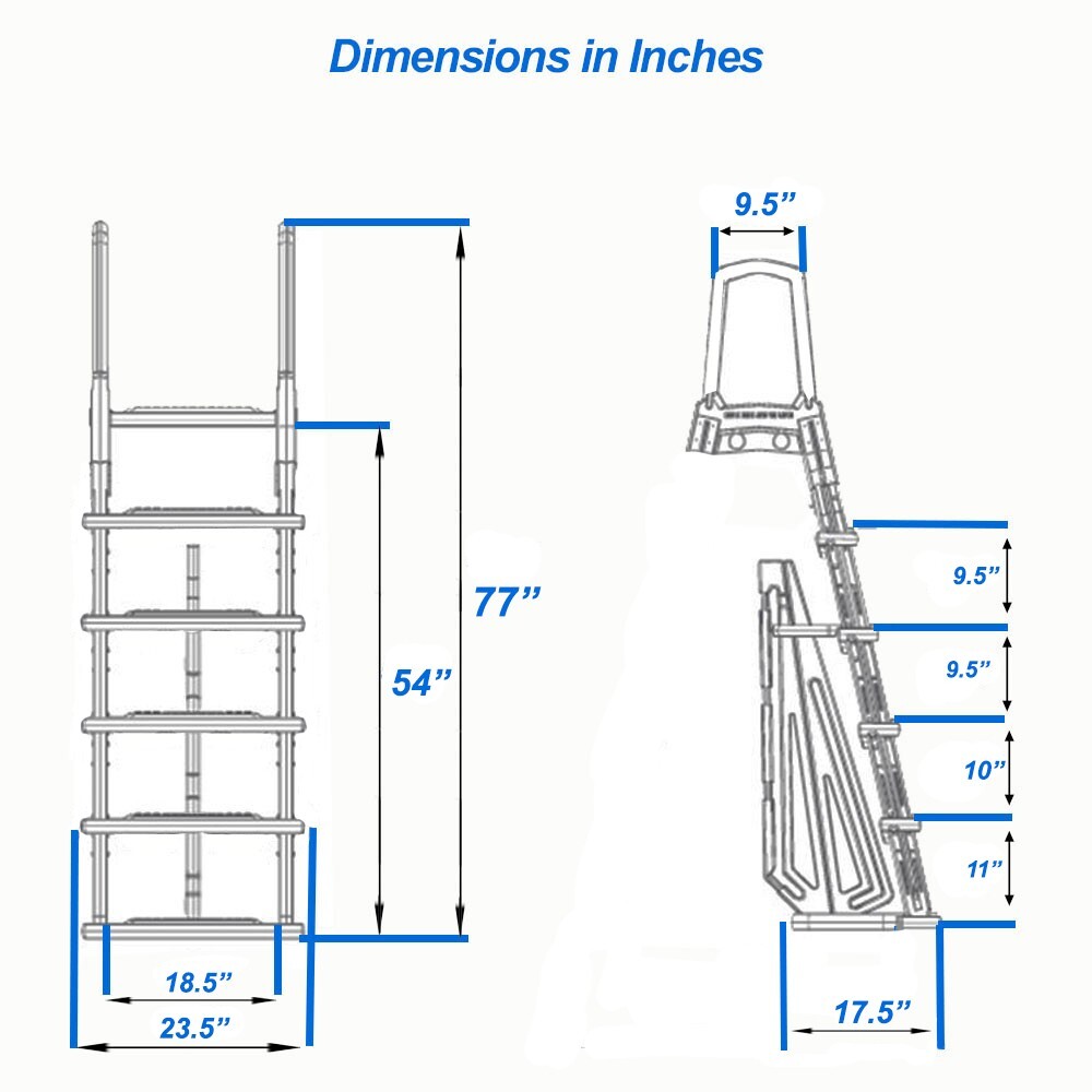 Heavy Duty Resin In-Pool Above Ground Swimming Pool Ladder - 48" up to 54"