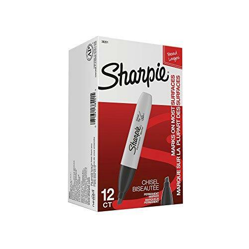 Sharpie Chisel Tip Permanent Markers; Permanent Ink Marks On Paper, 12ct black