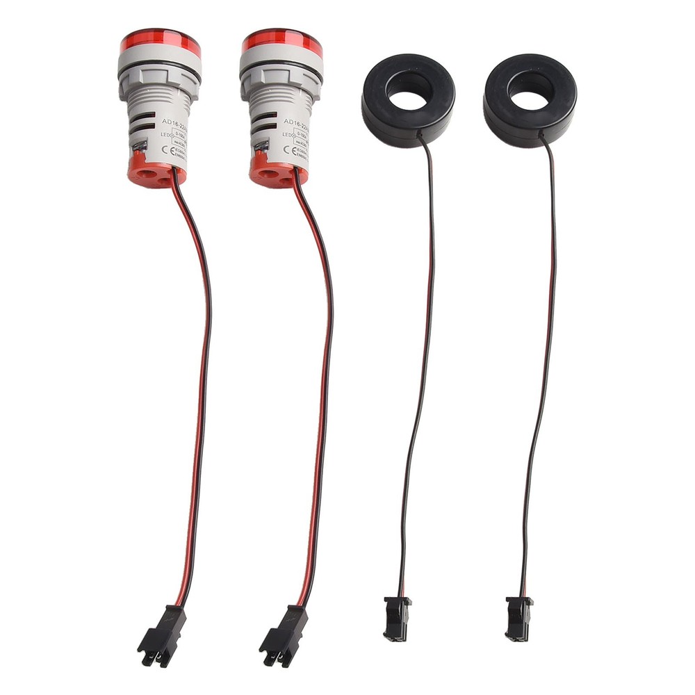 2 Pcs Red LED AC Ammeter Round Display Current Indicator for Power Use