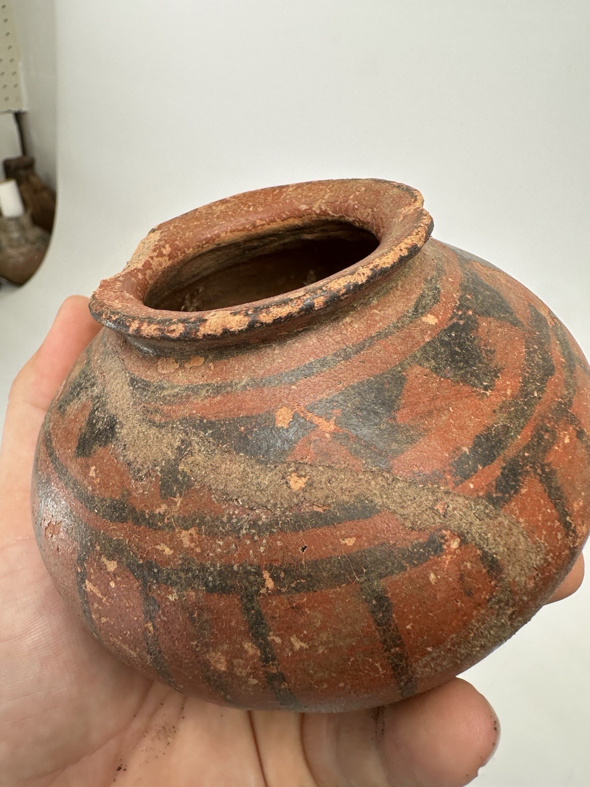 Pre Columbian Mayan? Painted Pottery Earthenware Bowl Jar Genuine 500BC-1200AD