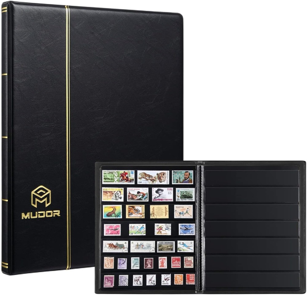 MUDOR Empty Stamp Albums Stockbook for Professional Collectors, Classic Black