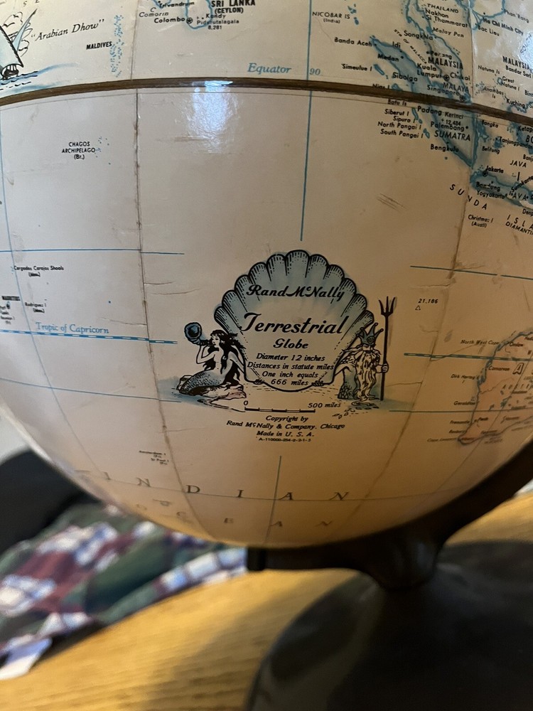 Vintage Rand McNally Terrestrial Art Globe