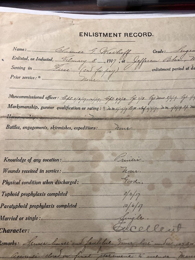 1920 U.S. Army Honorable Discharge infantry sargent