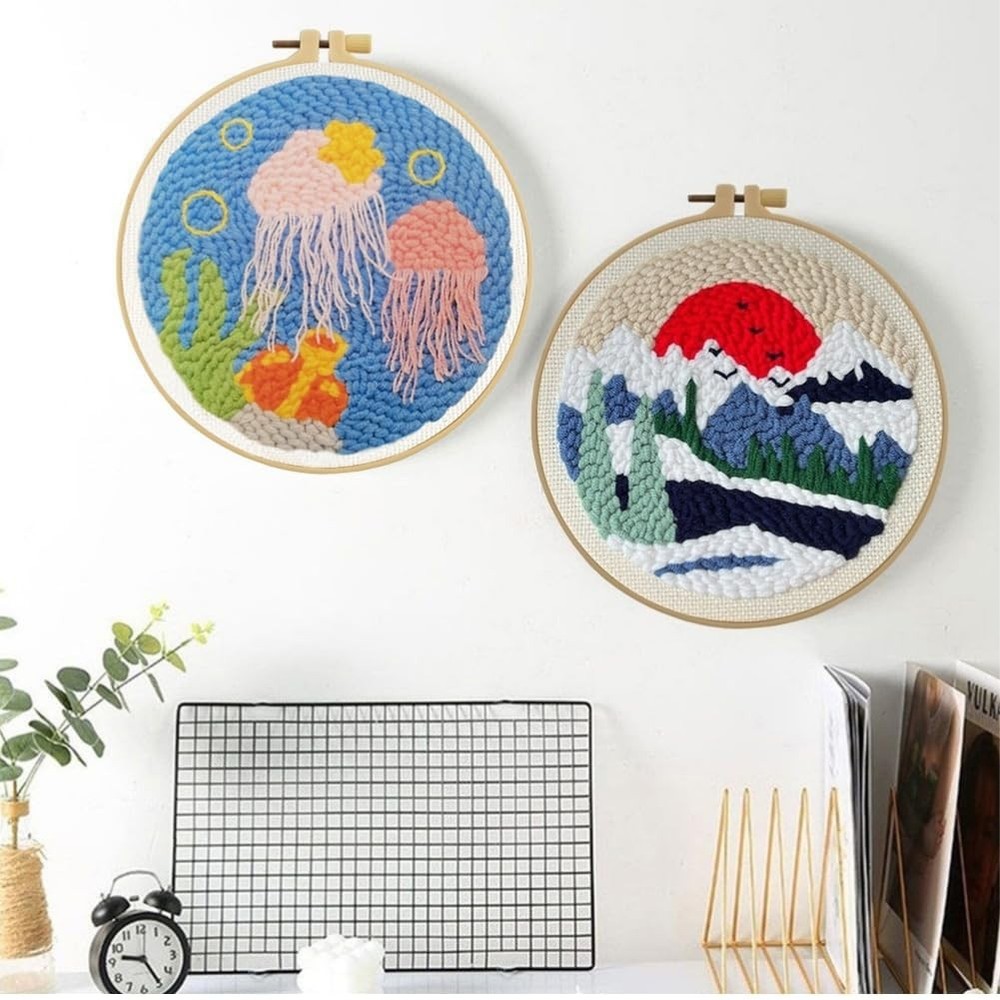 Esffaci Punch Needle Kit for Adults Beginner Starter Jellyfish