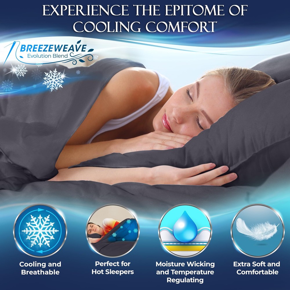 Cooling Sheets Queen Set 4pcs - Luxurious & Ultra-Soft Cooling Bed Sheets Que...