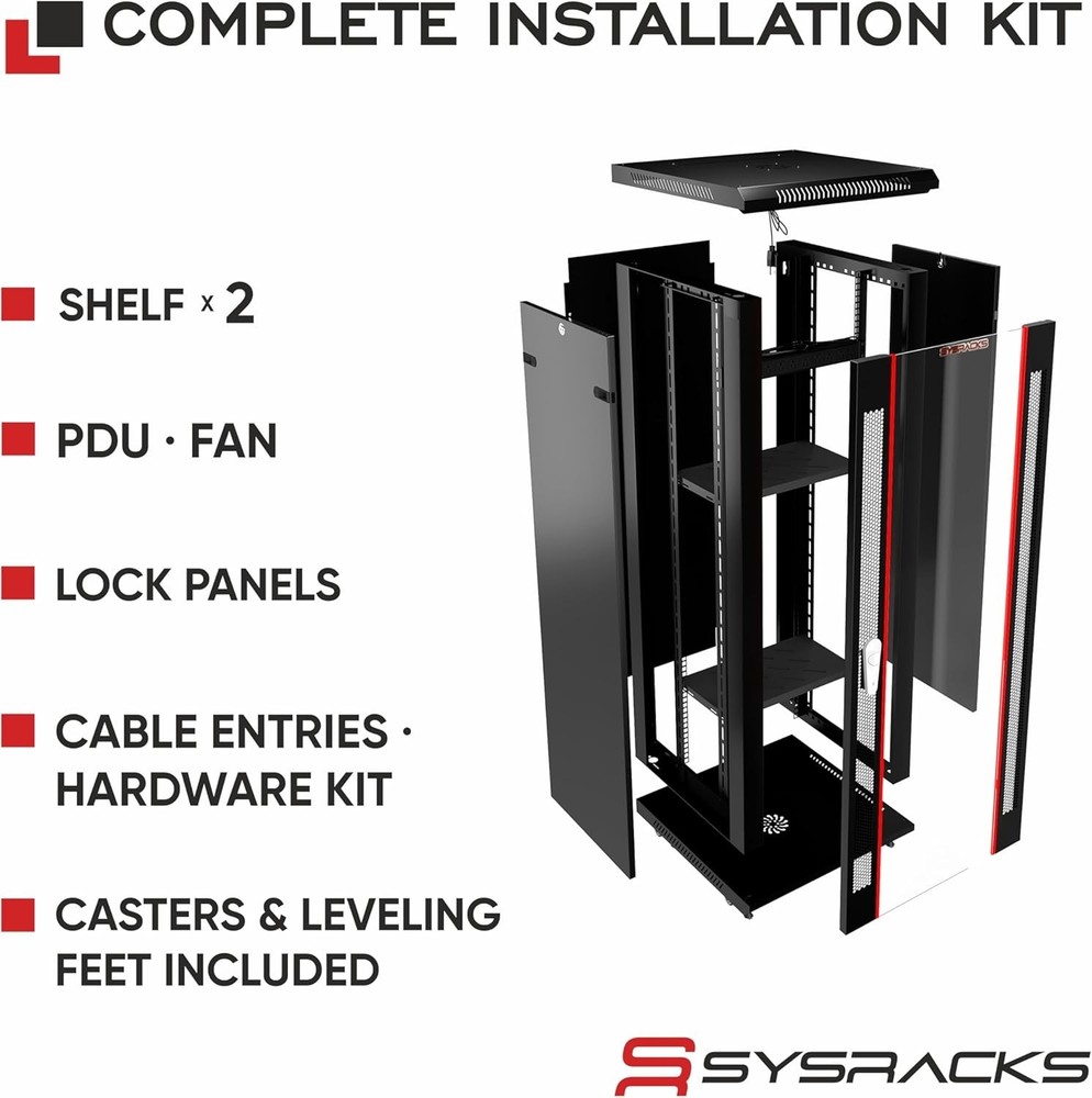 Sysracks 18U 24" Deep Wall Mount IT Network Enclosure Server Rack Cabinet Box