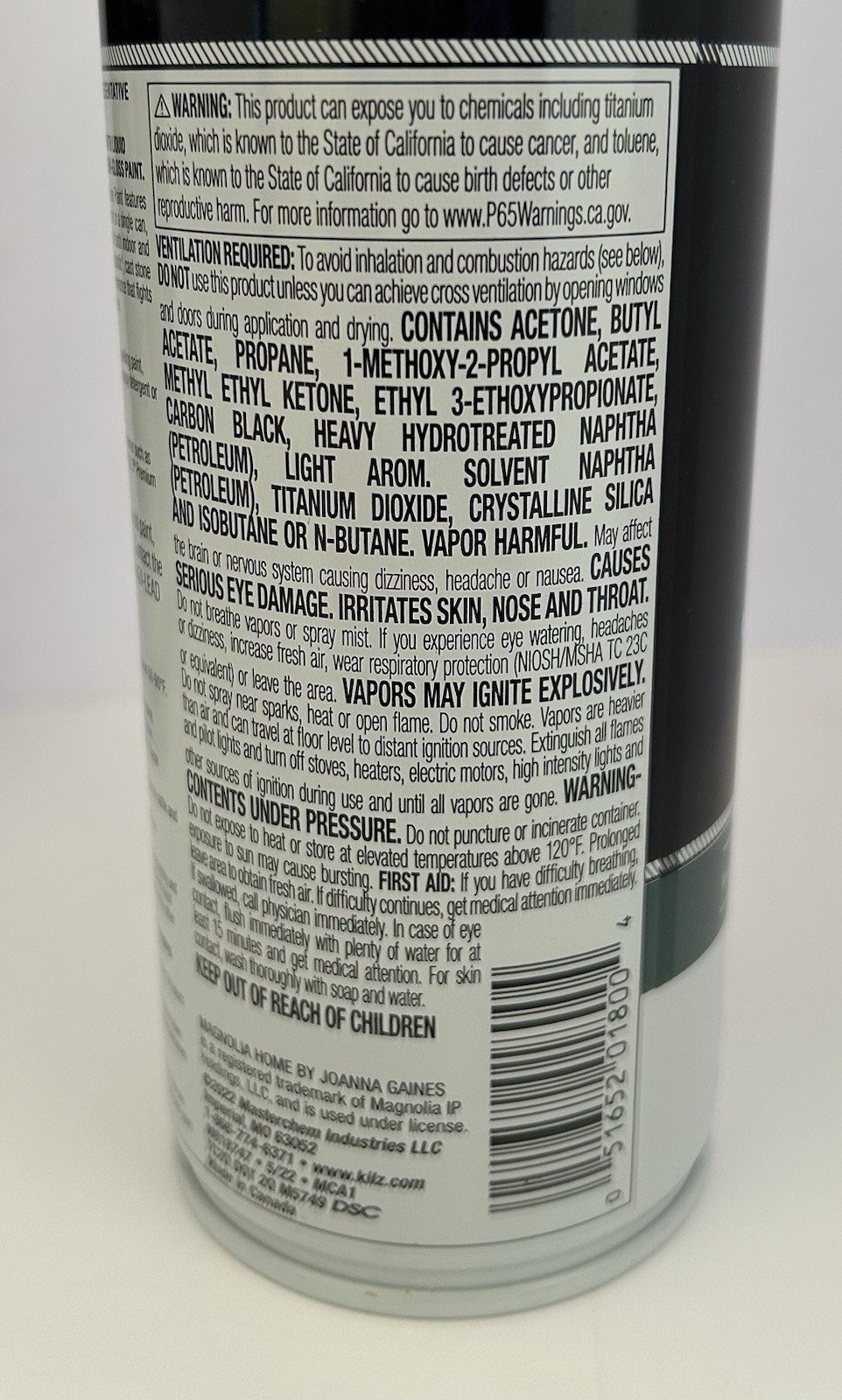 SET OF 4 Magnolia Home by Joanna Gaines Kilz Gloss Spray Paint ~ DUKE GRAY 12oz