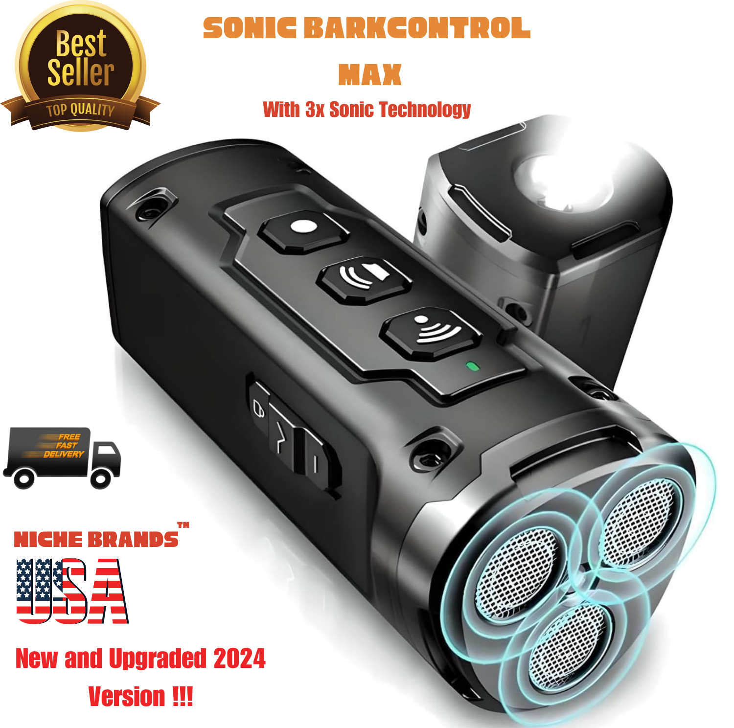 Niche Brands  50Ft Dog Bark Deterrent Devices W/3X UltraSonic Emitters | No Bark