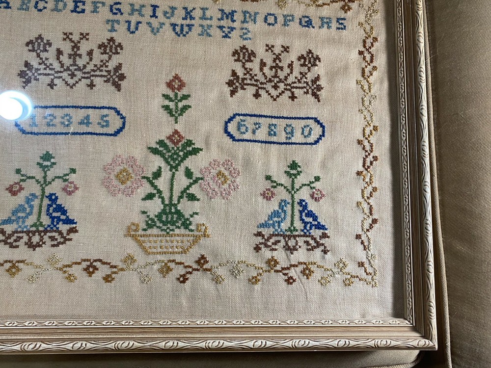 Vintage Needlepoint "Numbers And Alphabet" - Framed