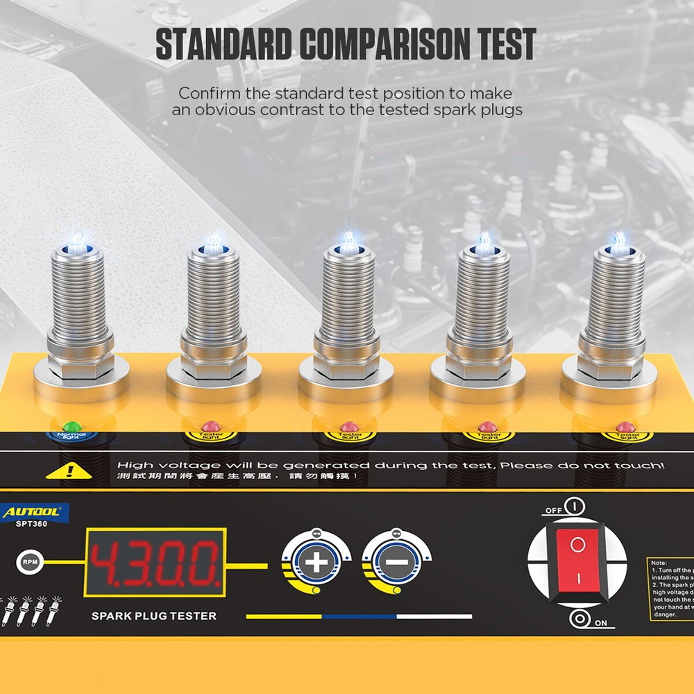 AUTOOL SPT360 12V Car Spark Plug Tester Five Hole Ignition Spark Plug Analyzer
