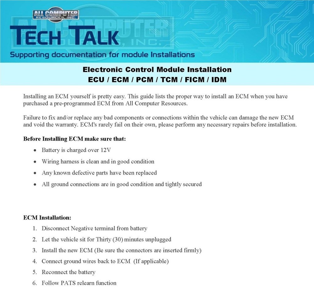 2008 Ford Taurus Engine Computer ECU ECM PCM