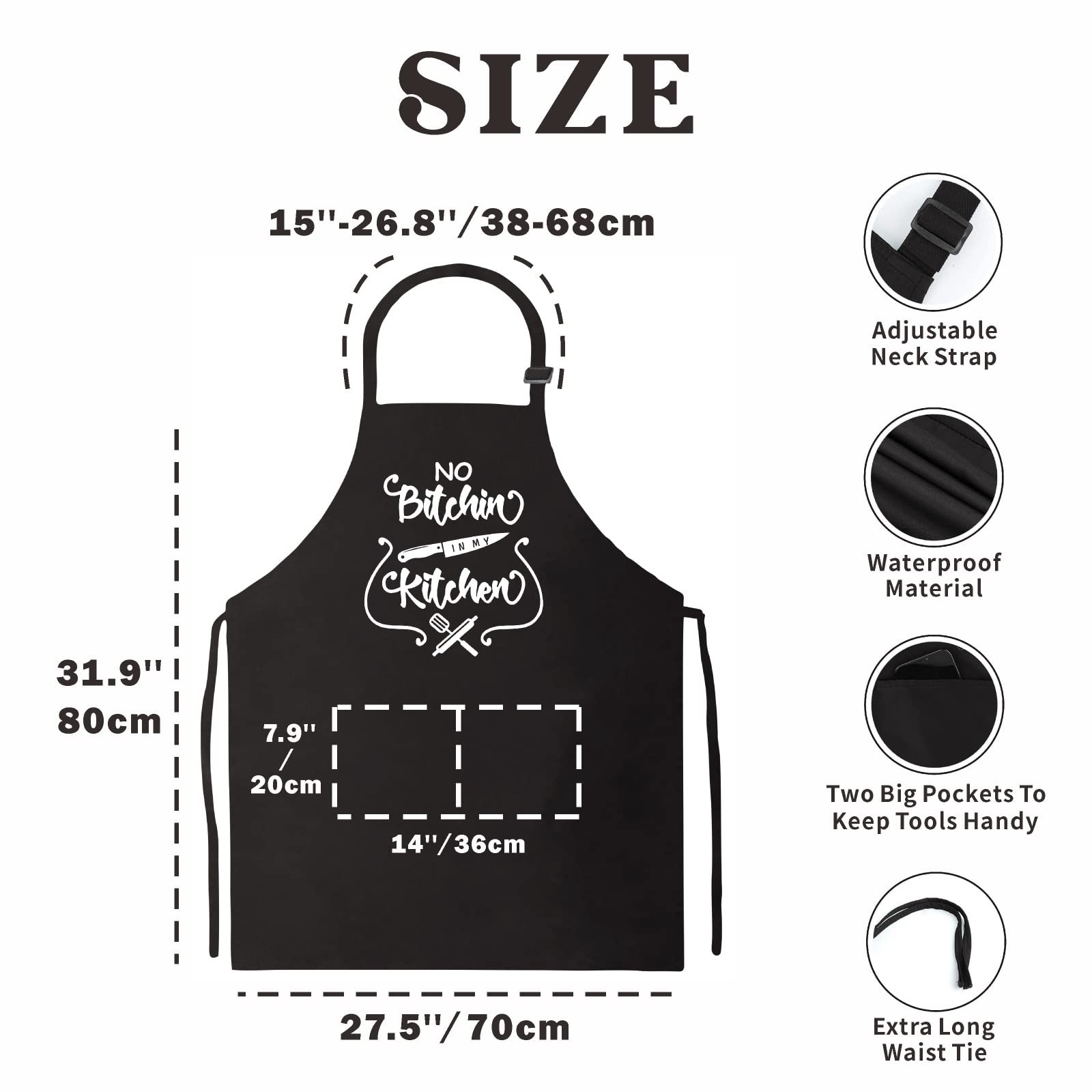 Funny Aprons for Women Men, Novelty Kitchen Cooking Apron with 2 Pockets, Cut...