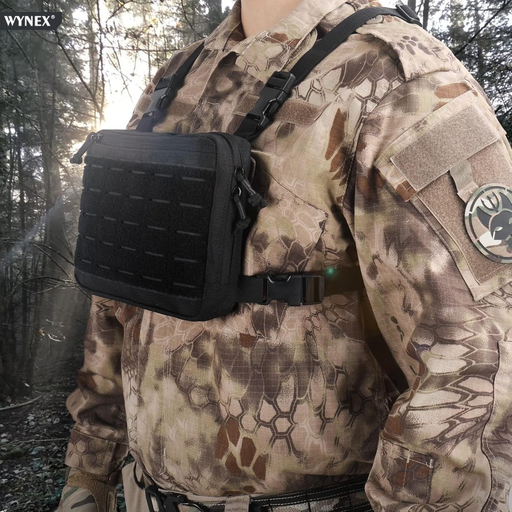 Adjustable Tactical Chest Pack with Padded Back - 5 Compartments for Essentials