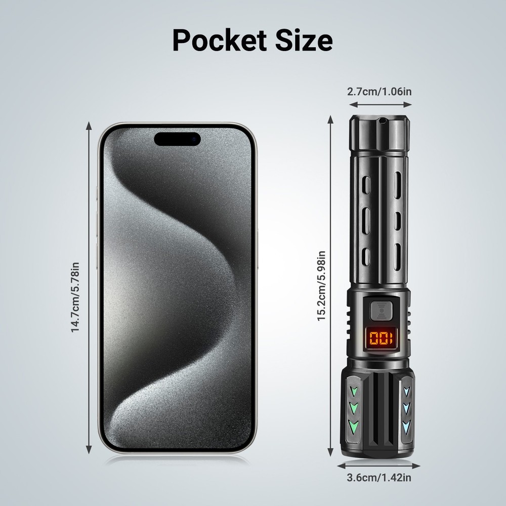 2PC 99000000LMS LED Flashlight Rechargeable Super Bright Pocket Torch Work Light