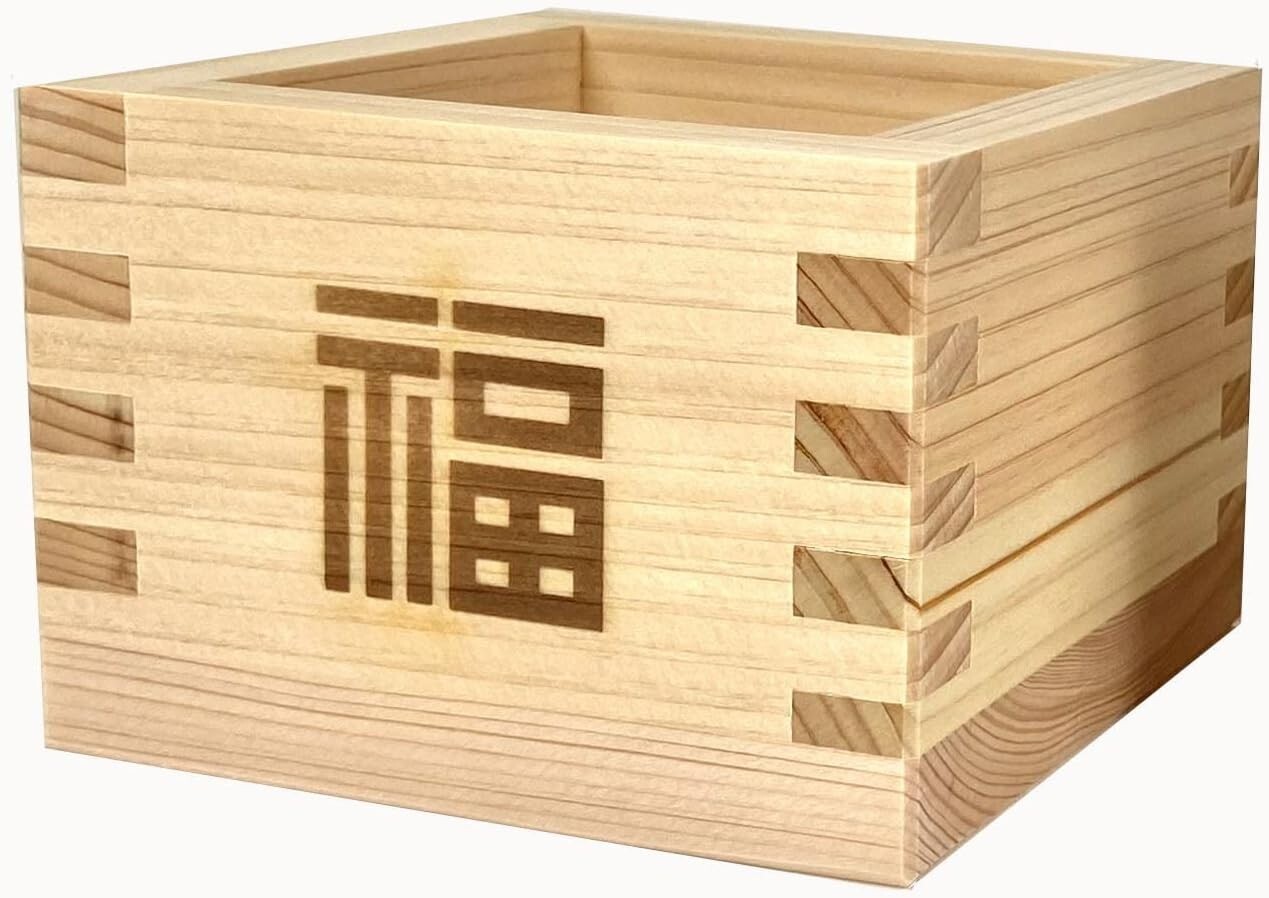 Sake Masu Cup Hinoki Wood Japanese Cypress Box Made in Japan Fuku 4 oz 2729