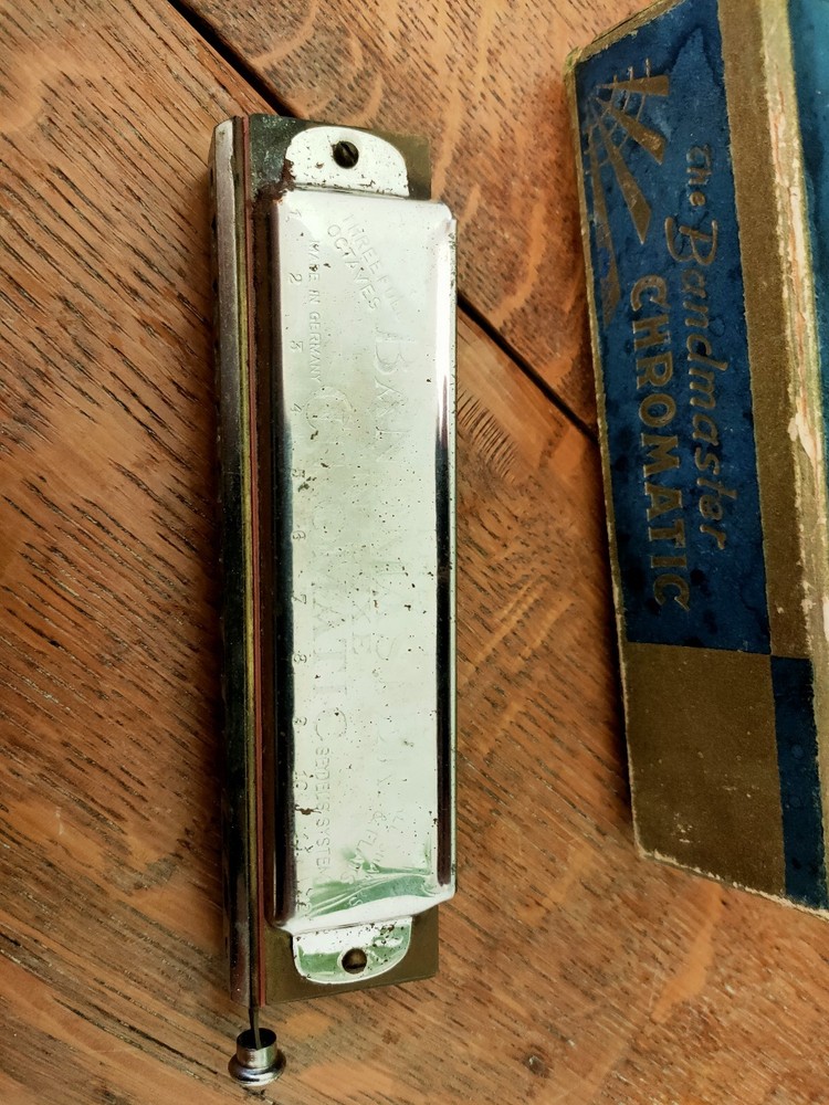 VINTAGE THE BANDMASTER DE LUXE CHROMATIC Harmonica With Box Untested