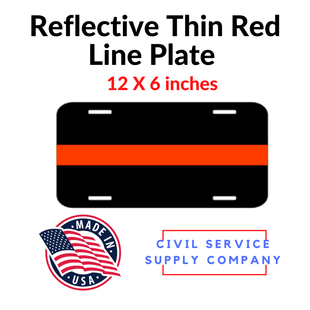 Reflective Thin Red Line License Plate Tag