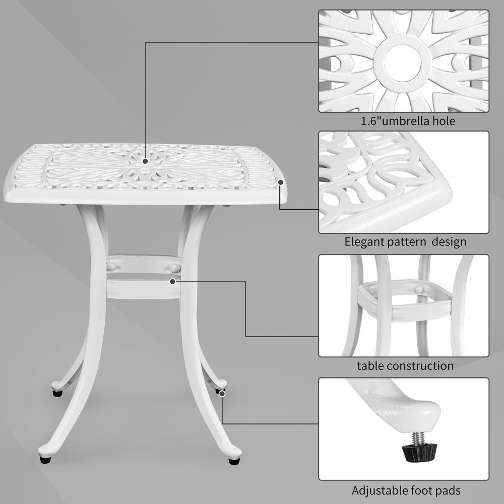 Outdoor Cast Aluminum Square Table, End Table or Side Table