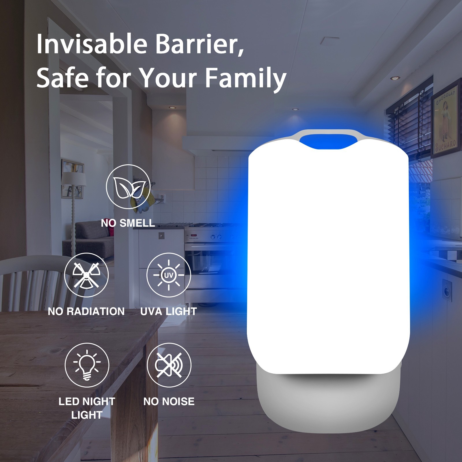 Indoor Plug-In Fruit Fly Insect Trap for Flies, Gnats, Bugs, Dimmable UV Light