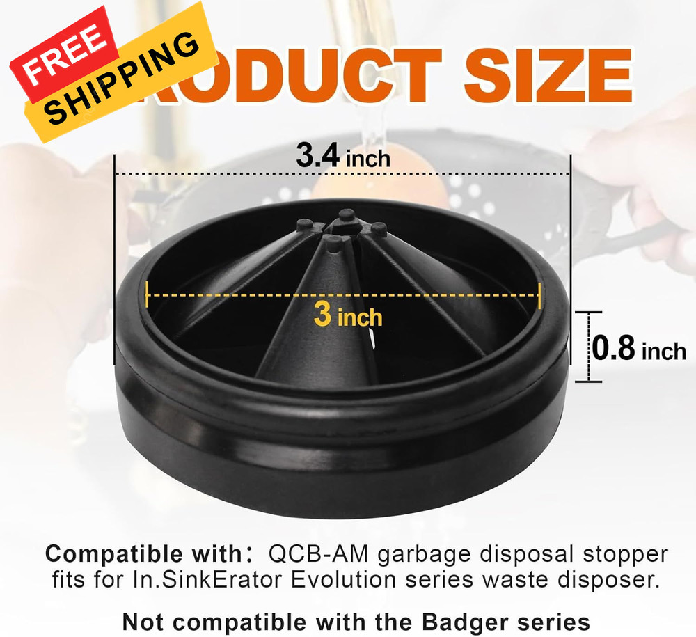 Garbage Disposal Splash Guards, 3 3/8" Kitchen Sink Guard, Black