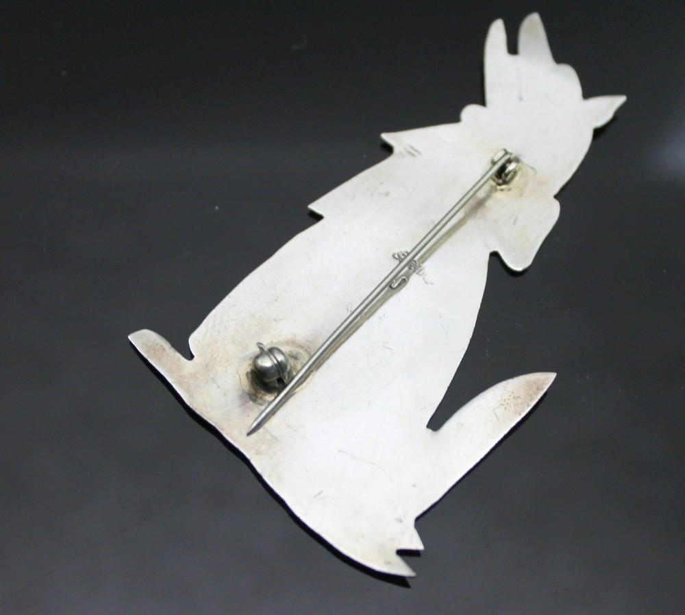 SUPERB VINTAGE 3D SOLID WOLF STERLING SILVER BROOCH