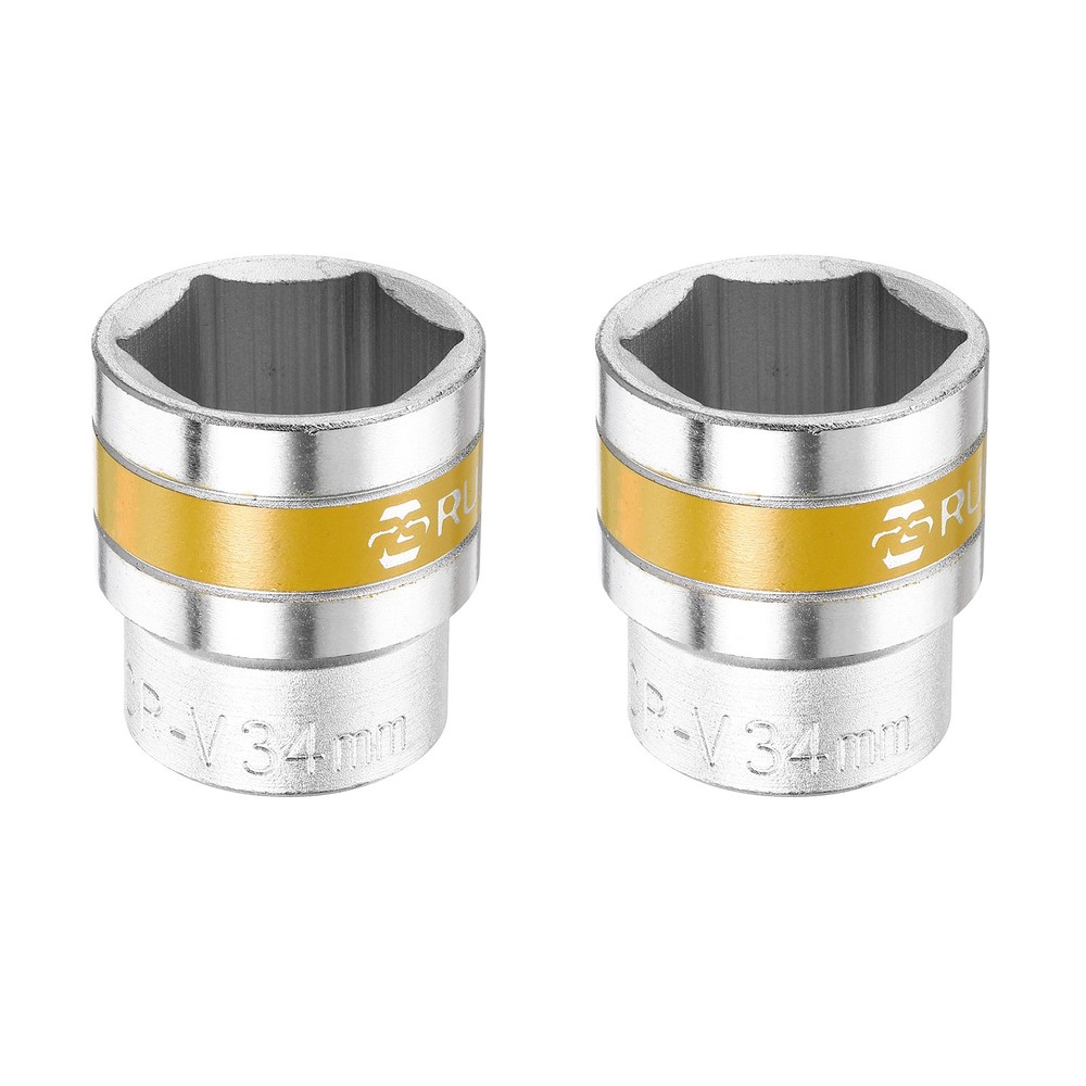2pcs 1/2" Drive 6 Points Socket 34mm CR-V Metric Shallow Impact Socket