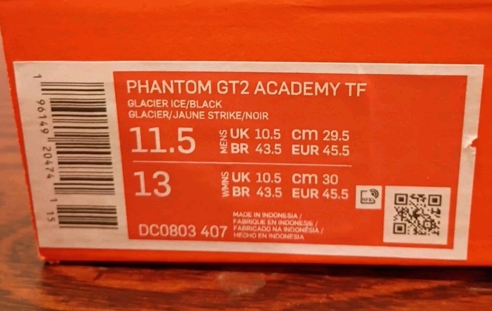 Nike Phantom GT2 Academy TF Lucent Pack Glacier Ice DC0803-407 Size 11.5 NWOB