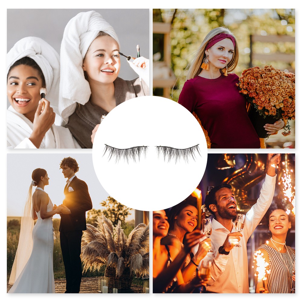 Natural False Eyelashes for Makeup Black X002 5 Pair