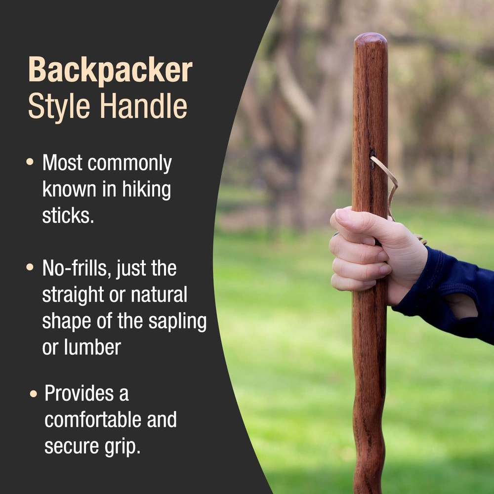 Brazos Handcrafted Twisted Oak Walking Stick, Backpacker Handle, 58in