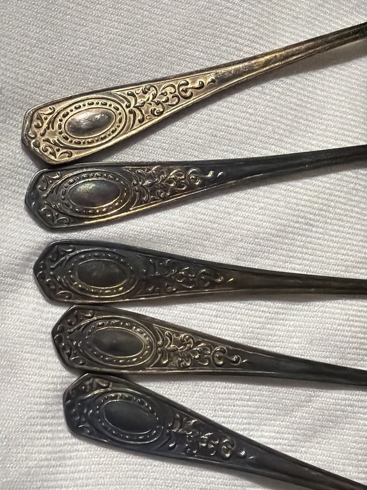 Vtg Set 5 Teaspoons USSR MHU Russian Flatware