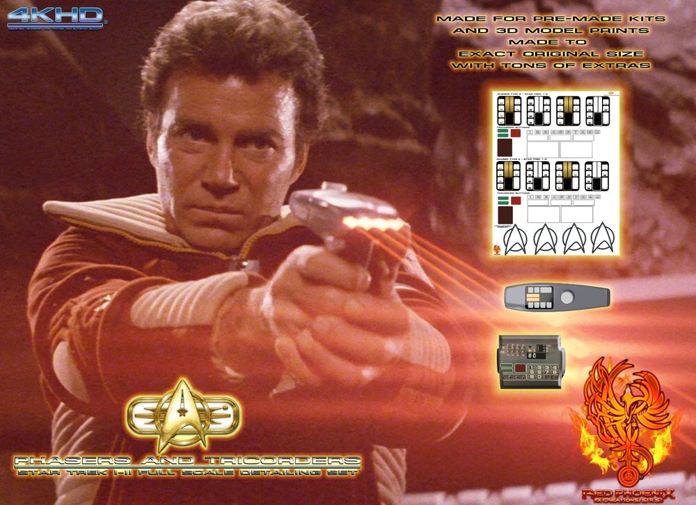 Star Trek I-II Phaser/Tricorder 1/1 Scale Decal Sheets with extras