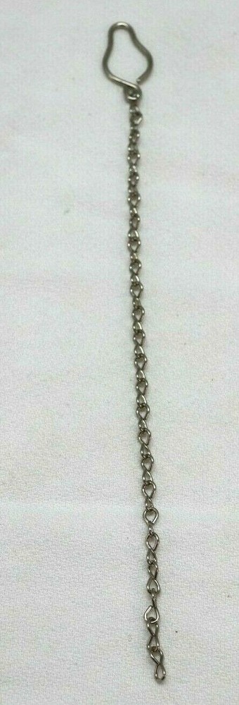 WWII US Silver plated steel Whistle Chain 9" long with button loop each E2205
