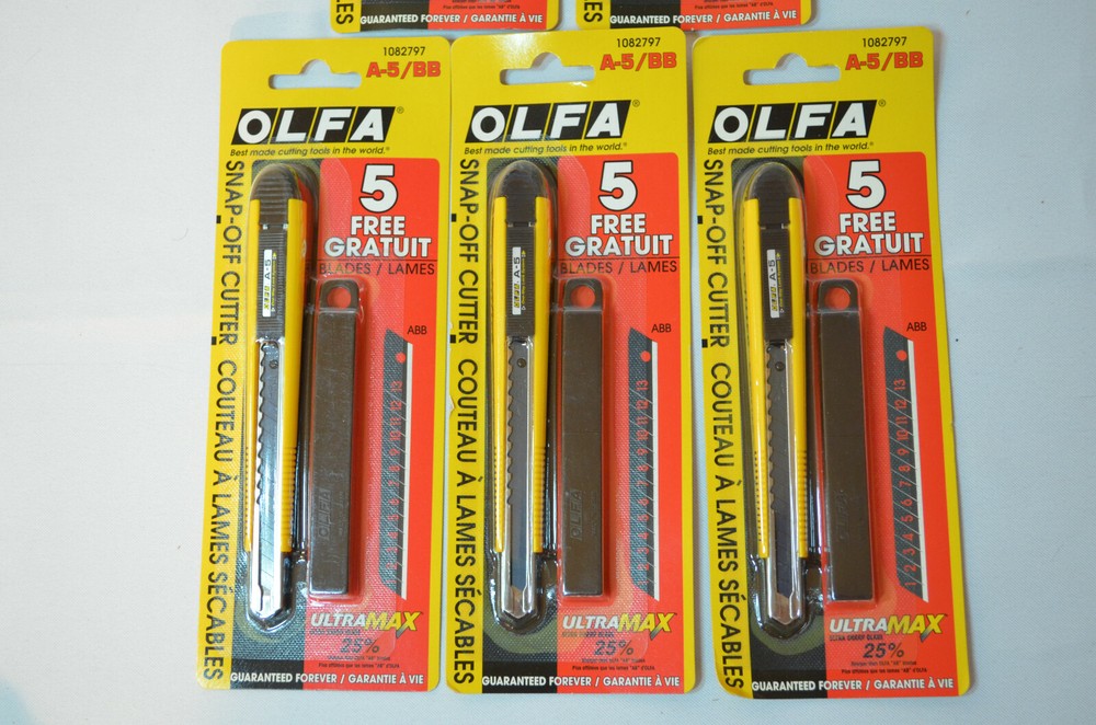 OLFA - 25 blades total one-way locking system auto-lock model A-5 /BB 5 units